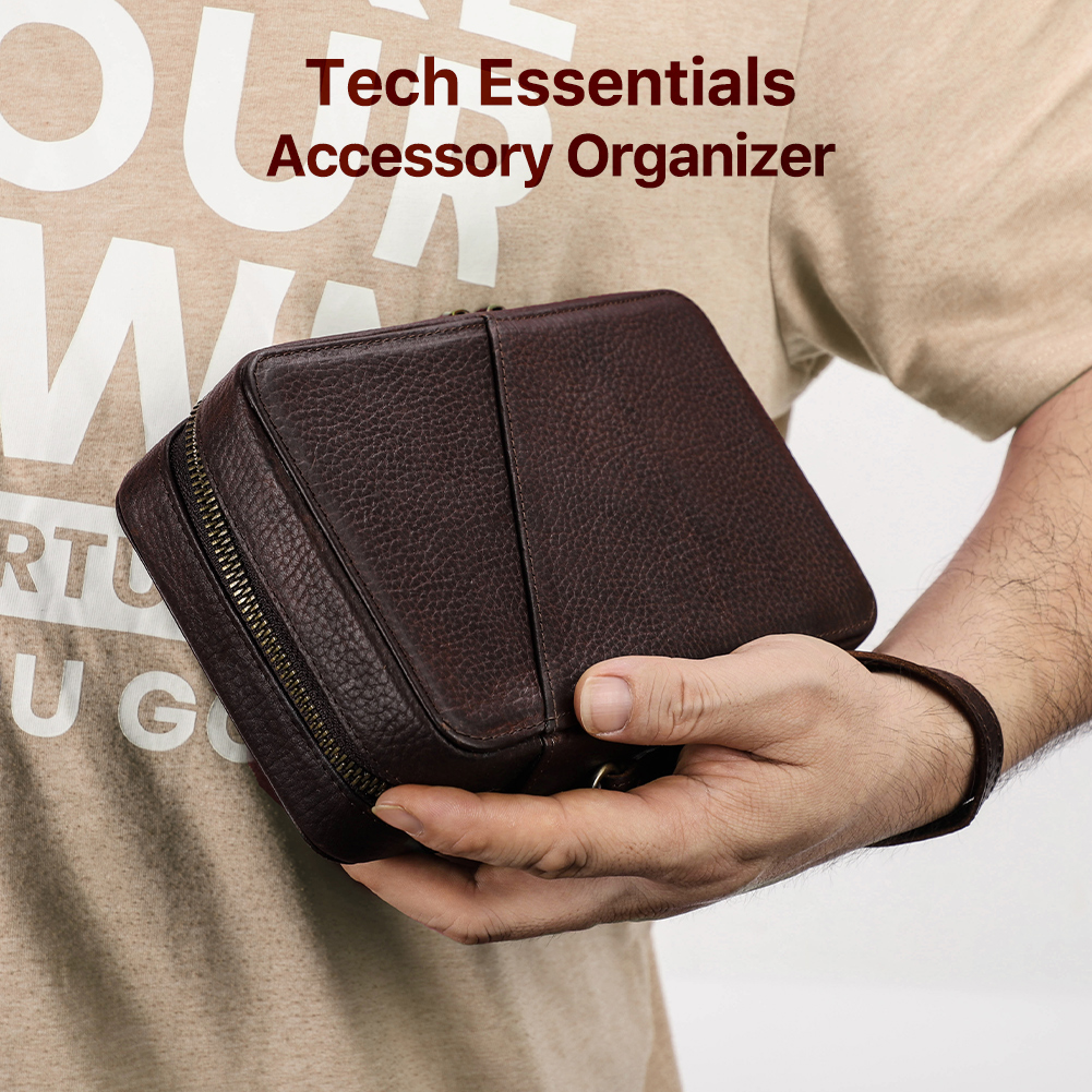 Genuine Leather Portable USB D - Electronics Gadgets Bag review and price
